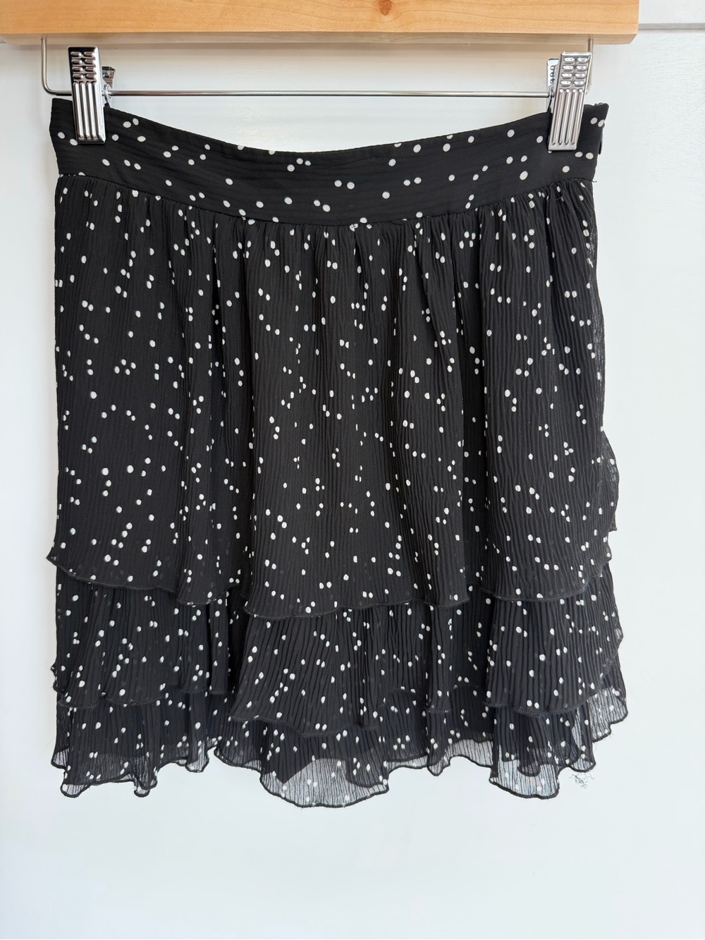 Zara Black-and-White Polka Dot Tiered Mini Skirt